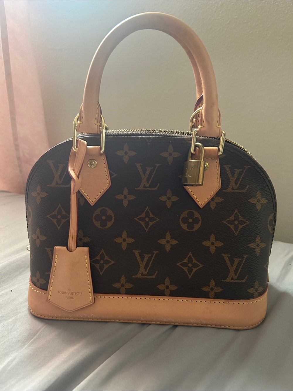 Louis Vuitton Monogram Alma BB Satchel in Brown with Natural Vachetta Trim
